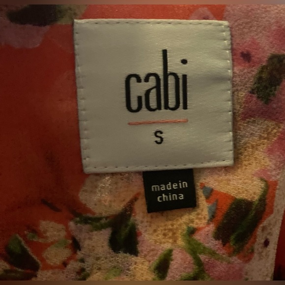 Cabi- Lush Blouse Orange Floral Cold Shoulder Top Style 5352 Size‎ Small - Picture 5 of 6